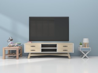 TV in modern empty room , 3d rendering