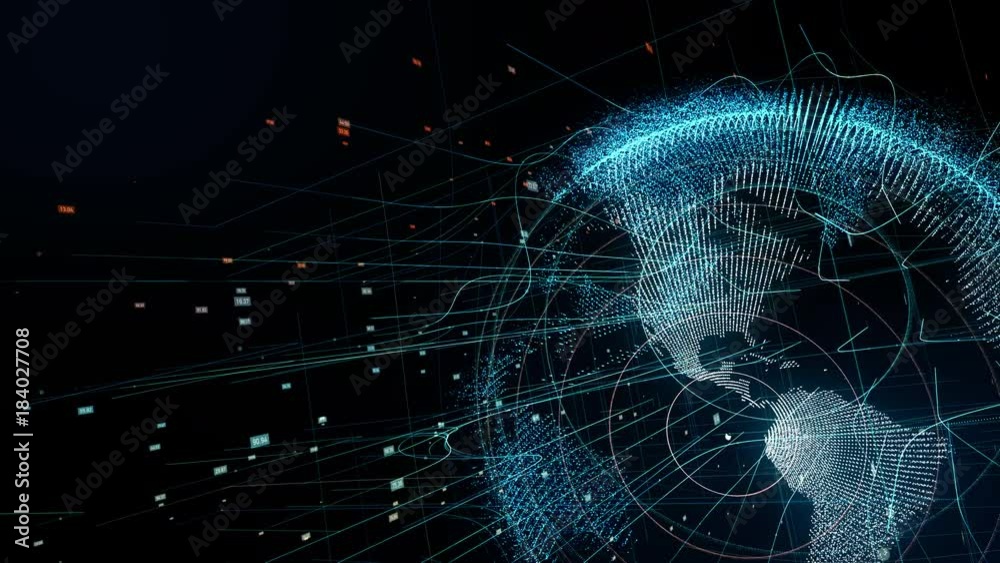 Poster Global network concept. IoT(Internet of Things). ICT(Information Communication Network).