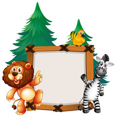 Frame template with lion and zebra