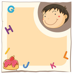 Paper template with cute boy and cake