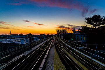 Fototapeta na wymiar sunset in Queens New York