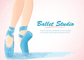 woman leg ballerina background , ballet logo icon for ballet school dance studio vector illustration © santima.studio