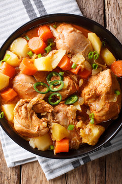 Dakdoritang - Spicy Korean Chicken Stew closeup. Vertical top view