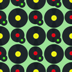Three vinyl discs seamless pattern