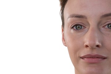 Fototapeta premium Kobieta uśmiechnięta na białym tle