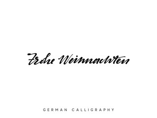 German text Frohe Weihnachten. Merry Christmas hand drawn calligraphy lettering