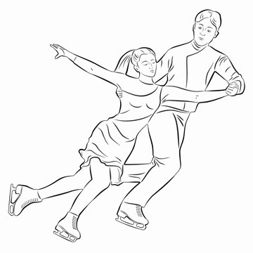 illustration of figure skating couple , vector draw