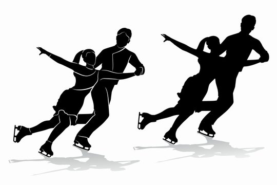 silhouette of figure skating couple , vector draw
