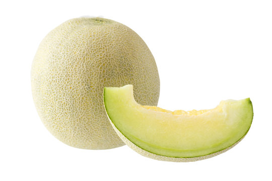 Japanes green melon slice and melon isolated