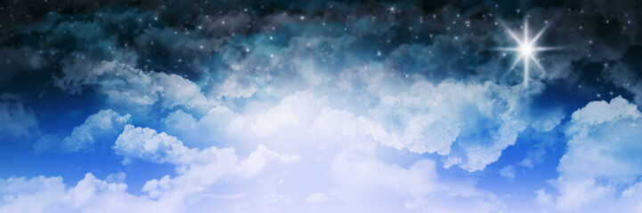 Blue Cloud Starry Sky Background. Christmas Winter Concept Illustration