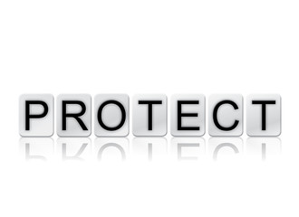 Protect Concept Tiled Word Isolated on White