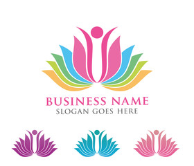 beautiful lotus flower vector logo design