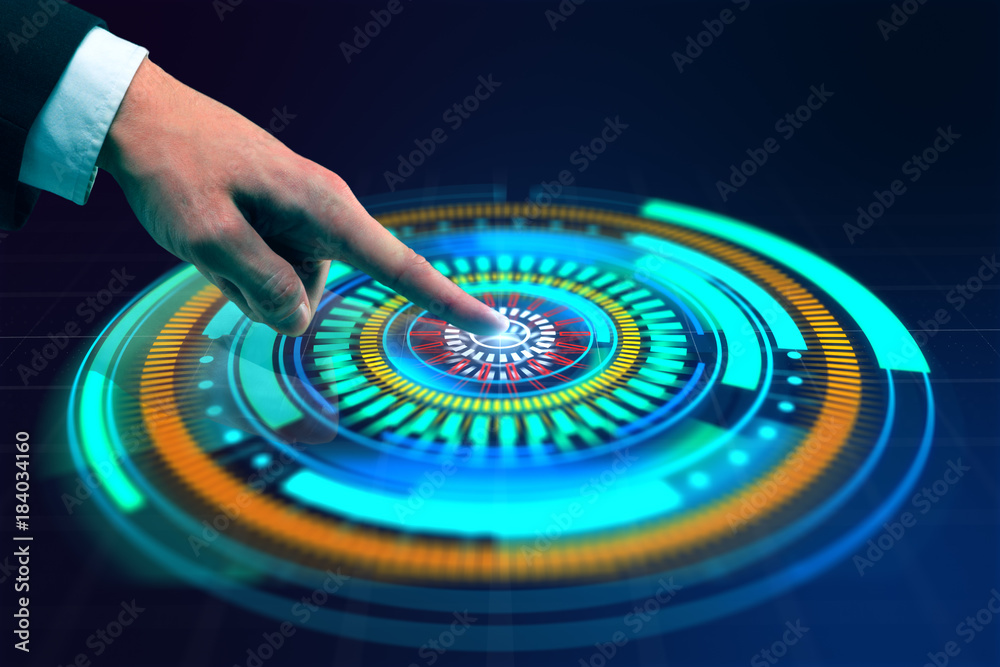Poster hand using digital button