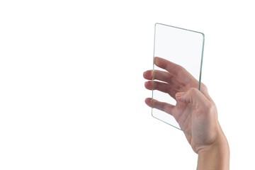 Obraz na płótnie Canvas Female executive using glass digital tablet 4k