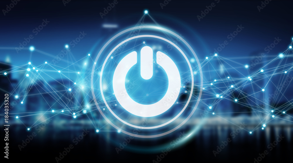 Aufkleber power energy icon with connections 3d rendering