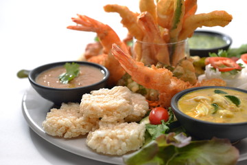 Traditional Thai snack - Closeup rice cracker or Khao Tan