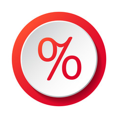 Percentage symbol - 3d button. Vector.