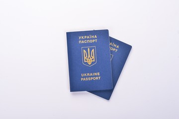 Passport of a citizen of ukraine. Top view. Free space for text.