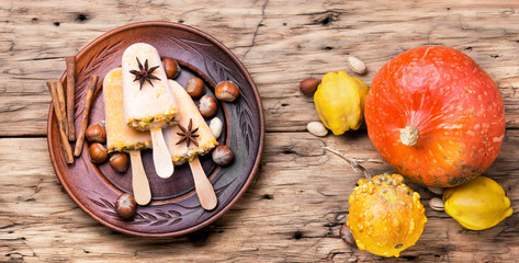 unusual ice cream with pumpkin