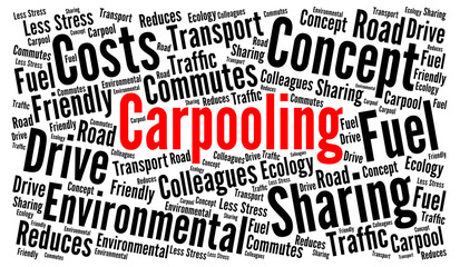 Carpooling word cloud concept