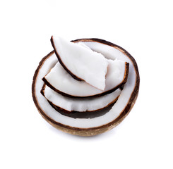 Slice coconut isolated on the white background.