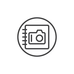 Photo album line icon, outline vector sign, linear style pictogram isolated on white. Symbol, logo illustration. Editable stroke
