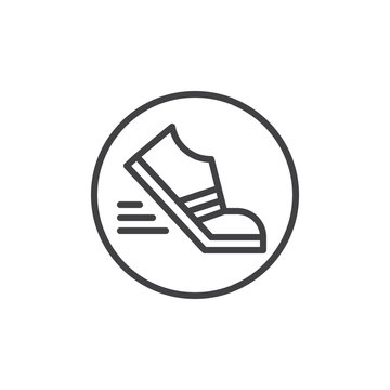 Movement photography line icon, outline vector sign, linear style pictogram isolated on white. Shoes running symbol, logo illustration. Editable stroke