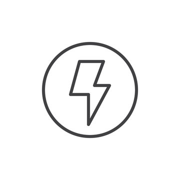Camera flash line icon, outline vector sign, linear style pictogram isolated on white. Lightning symbol, logo illustration. Editable stroke