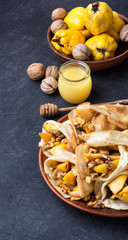 appetizing fruit pancakes