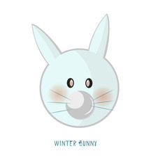 Obraz premium Cute animal icon on white background. Ring badge label rabbit.