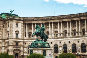 Monument to prince Eugene at the Heldenplatz within the Hofburg palace
