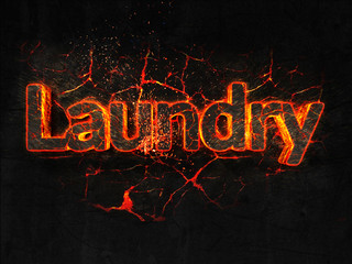 Laundry Fire text flame burning hot lava explosion background.