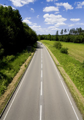 Country road in springtime from above