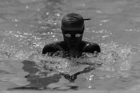 Swimmer Goggles Black White Action