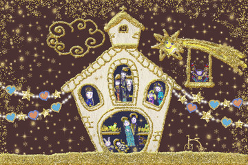 Nativity Scene Christmas greeting card