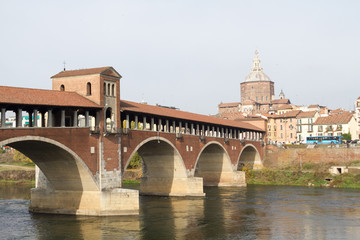 Pavia, Italy. November 10 2017. The Ponte Coperto (