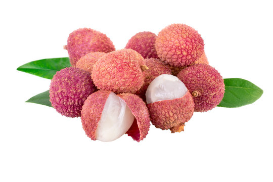 Lychee fruits on white with clipping path