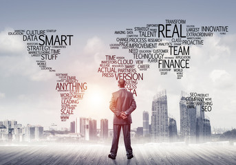 Motivation and inspiration concept with modern cityscape and bus