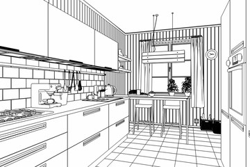 Meine rote Küche (Skizze)