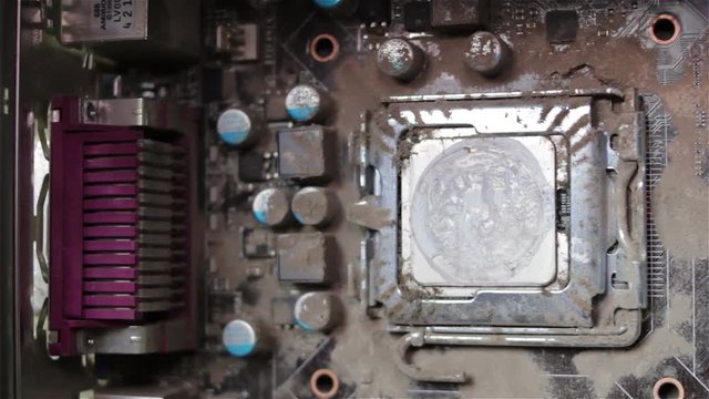 computer motherboard is dirty,outdated computers are all in the dust in the warehouse