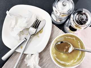 Empty and dirty dish after eating.