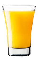 glass of natural orange juice isolated on white background