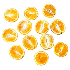 Sliced oranges isolated on white background