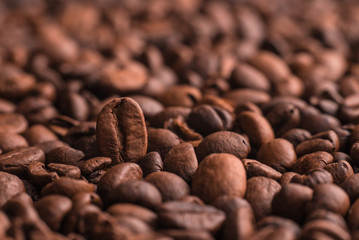 Coffee beans close up macro background