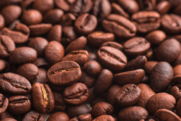 Coffee beans close up macro background