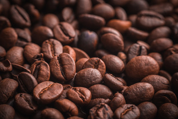 Coffee beans close up macro background