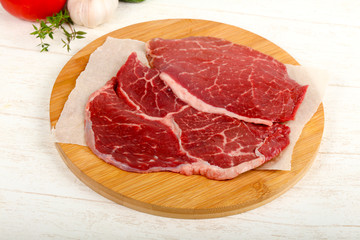 Raw beef steak