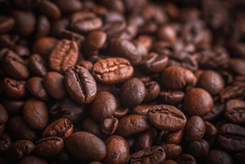 Coffee beans close up macro background