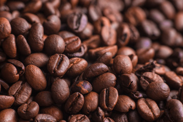 Coffee beans close up macro background