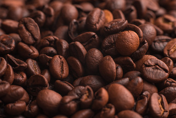 Coffee beans close up macro background